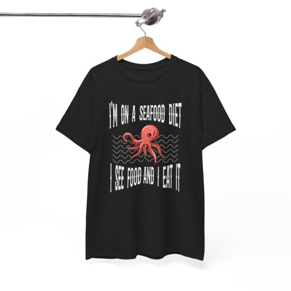 "I Am on a Seafood Diet T-Shirt – Funny & Sarcastic Crewneck, 100% US Cotton"