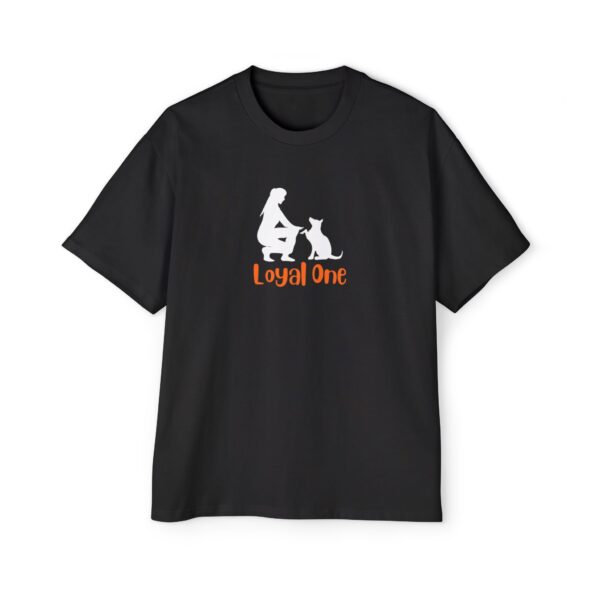 "Oversized Dog T-Shirt – 'Loyal One' Design with Dog & Woman, Heavyweight 100% Cotton Crewneck Tee"